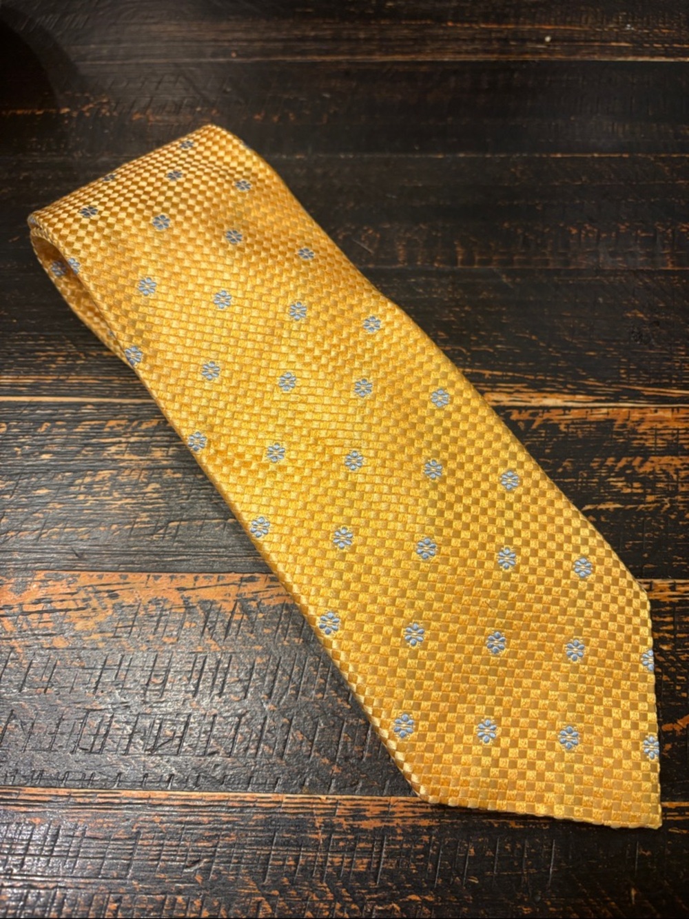 Canali Men's Yellow Blue Flower Silk Tie